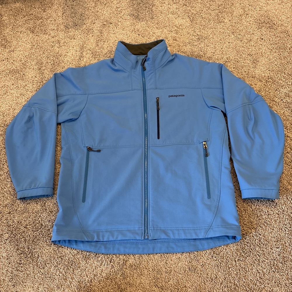 Patagonia Men's Guide Jacket Light Blue Soft Shelf Jacket Pockets Medium 83151